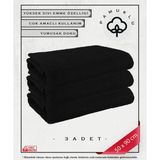 3'lü Siyah %100 Pamuk Havlu Yüz ve Fitness Havlu Seti - Hassas Ciltlere Özel 3 Adet 50* 90 CM - 50 x 90 cm