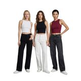 3'lü Siyah-Beyaz-Bordo Fitilli Slimfit Atlet Halter Yaka Crop (Siyah-Beyaz-Bordo, xl)