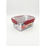 3'Lü Sızdırmaz Saklama Kabı Seti - 375 Ml / 800 Ml / 1700 Ml Dikdörtgen Kilitli Erzak Ve Erzak Kutusu, Bpa Free Şeffaf Buzdolabı İçi Düzenleyici Organizer (Kırmızı)