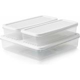 3’lü Slim Buzdolabı ve Derin Dondurucu Saklama Kabı Seti, 1 Büyük (28CM) ve 2 Küçük (27CM)