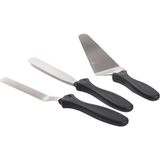 3’lü Spatula Seti – Paslanmaz Çelik, Plastik Saplı, Pasta, Kek ve Krep Için Profesyonel Spatula Takımı - 0 - 19 L