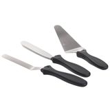 3’lü Spatula Seti – Paslanmaz Çelik, Plastik Saplı, Pasta, Kek ve Krep İçin Profesyonel Spatula Takımı