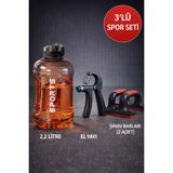 3’Lü Spor Seti 2,2 L Damacana Suluk + Ayarlanabilir El Yayı + 2’Li Şınav Barı