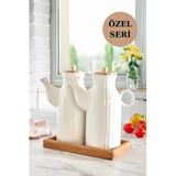 3'Lü Standlı Yağdanlık Seti Sirkelik Zeytin Yağlığı 1 Lt