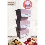 3'lü Tekerlekli Sebzelik BPA Free Soğanlık Oyuncaklık Organizer Beyaz Pembe 36 Lt
