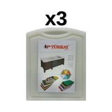 3'lü Türkay 32.5X26.5X1 cm Saplı-Oluklu Polietilen Kesme Tahtası Kesim Levhası 1237 - Beyaz