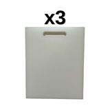 3'lü Türkay 32.5X26.5X1 cm Saplı Polietilen Kesme Tahtası Kesim Levhası 1138 - Beyaz
