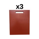 3'lü Türkay 32.5X26.5X1 cm Saplı Polietilen Kesme Tahtası Kesim Levhası 1138 - Kırmızı