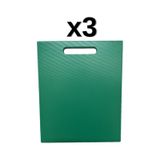 3'lü Türkay 32.5X26.5X1 cm Saplı Polietilen Kesme Tahtası Kesim Levhası 1138 - Yeşil