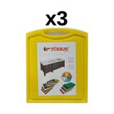 3'lü Türkay 32.5x26.5x2 Cm Saplı-oluklu Polietilen Kesme Tahtası Kesim Levhası Sarı 1244