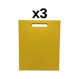 3'lü Türkay 32.5X26.5X2 cm Saplı Polietilen Kesme Tahtası Kesim Levhası 1145 - Sarı