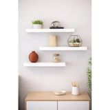 3'Lü Uçan Duvar Rafı Set Gizli Raf- Beyaz 15X40