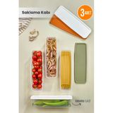 3'Lü Vakumlu Erzak Saklama Kabı Bakliyat Kabı Buzdolabı Düzenleyici 3X1400ml