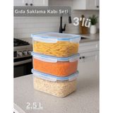 3'lü Vakumlu Saklama Kabı Seti Hava Almaz Bpa Free Kilitlenebilir gıda Erzak Kabı 1,9 L - 1,9 lt - Beyaz