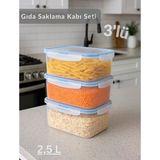 3'lü Vakumlu Saklama Kabı Seti Hava Almaz Bpa Free Kilitlenebilir gıda Erzak Kabı 1,9 L