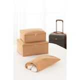 3'lü Valiz Düzenleyici Bavul Içi Organizer Set Seyehat Hurcu - Bej