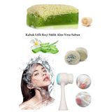 3lü Yaşlanma Karşıtı Bakım Peeling Keçi Sütlü Sabun Aloevera Leke Akne Ruşur Taşı Slikon Yüz Fırçası