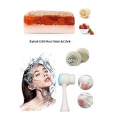 3lü Yaşlanma Karşıtı Bakım Peeling Keçi Sütlü&Sabun Çilek Leke,Kararma Ruşur Taşı Slikon Yüz Fırçası