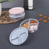3’lü Yuvarlak Bölmeli Saklama Kabı Seti, 750 ml x 3 Adet, Kapaklı Plastik Atıştırmalık ve Gıda Saklama Kabı