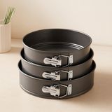 3'lü Yuvarlak Metal Kelepçeli Kek Kalıp Seti 24-26-28 cm - Yok - Renkli
