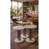 3'Lü Yuvarlak Modern Sehpa ( Altay) Siyah - Traverten