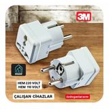3M Çevirici Priz Amerikan Ingiliz Japon Fiş Dönüştürücü Türk Tipe Fişe Çeviren Adaptör Başlık