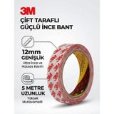 3m Çift Taraflı Güçlü İnce Bant 12 Mm X 5 Metre - Şeffaf Yüksek Yapışma Kuvvetli