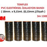 3M Elektrik Bandı Temflex 1300E Siyah 50 Adet
