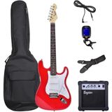 3M Music Elektro Gitar Sss Manyetik Elektro Gitar Seti Gitar+Amfi+Kılıf+Kablo+Askı Kayışı+Akort Cihazı+Pena - Kırmızı