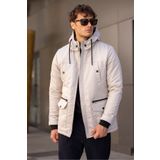 3MODA Erkek Gabardin Kumaş İçi Kürklü Rüzgar Ve Su Geçirmez Mont