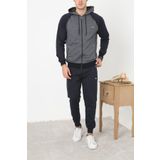 3MODA Erkek Lacivert Fermuarlı Eşofman Takım