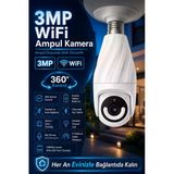3Mp Ampul Güvenlik Kamerası - Hareket Algılama - Bas Konuş - Mobil Bildirim - 360 Derece