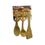 3PCS AHŞAP BAMBU MUTFAK SERVİS SETİ KAŞIK=27CM - KEPÇE=27CM - SPATULA=32CM (5264)