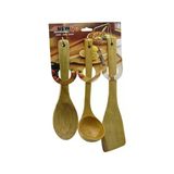 3Pcs Ahşap Bambu Mutfak Servis Seti Kaşık=27Cm - Kepçe=27Cm - Spatula=32Cm (5433)