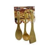 3PCS AHŞAP BAMBU MUTFAK SERVİS SETİ KAŞIK=27CM - KEPÇE=27CM - SPATULA=32CM (5477)