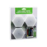 3Pcs - Altıgen - Rgb Kumandalı - Pilli - Dokunmatik Lamba Seti 6 Led (5047)