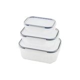 3PCS QUİCK SIZDIRMAZ SAKLAMA KABI SETİ ŞEFFAF KAP - BUĞULU-CONTALI KAPAK 500-1000-1700ML (2818)