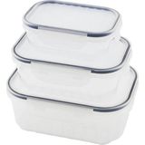 3pcs Quick Sızdırmaz Saklama Kabı Seti Şeffaf Kap - Buğulu-Contalı Kapak 500-1000-1700ML (5224)
