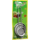 3pcs Set Mini= 5-7-8cm Tel Süzgeç Metal Çerçece Metal Sap=8.5-10.5-10.5cm (4887) - Renkli