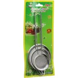 3pcs Set Mini= 5-7-8cm Tel Süzgeç Metal Çerçece Metal Sap=8.5-10.5-10.5cm (5047)