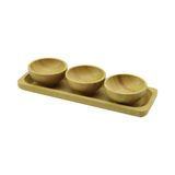3Pcs - Sunum Tepsili Mini - Çap: 6Cm Ahşap Bambu Lokumluk - Çerezlik Kase (5523)