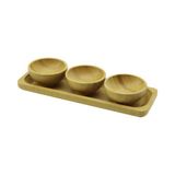 3PCS - SUNUM TEPSİLİ MİNİ - ÇAP: 6CM AHŞAP BAMBU LOKUMLUK - ÇEREZLİK KASE (5639)