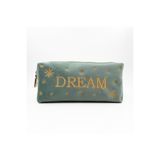 3rd March Studio Mint Yeşili Dream Nakışlı Kadife Makyaj Çantası & Organizer 19x7,5x7 Cm