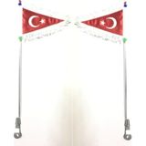 3T Motosiklet Bayrak Direği Dantelli Türk Bayrağı 2 Adet Kırmızı