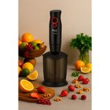 3'ü 1 Arada 1000W Blender Mikser Seti, Çıkabilir Uç, Şık Siyah Renk - Ahşap
