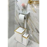 3'ü 1 Arada Banyo Seti Tuvalet Kağıtlık, Çöp Kovası Ve Tuvalet Fırça Takımı (Gold Beyaz)