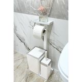 3'ü 1 Arada Banyo Seti Tuvalet Kağıtlık, Çöp Kovası Ve Tuvalet Fırça Takımı (Krom Beyaz)