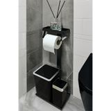 3'ü 1 Arada Banyo Seti Tuvalet Kağıtlık, Çöp Kovası Ve Tuvalet Fırça Takımı (Krom Siyah)