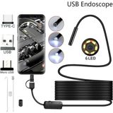 3'ü 1 Arada Endeskop Kamera Mikrofon USB ve Tip-C 6 LED Su Geçirmez 10 Metre Borescope Yılan Kame - Çok Renkli