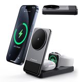 3'ü 1 Arada Taşınabilir Şarj İstasyonu, 15W Hızlı Kablosuz Şarj Standı, iPhone 15/14/13/12 için Katlanabilir Apple Watch Şarj Cihazı, AirPods, Apple Watch (Şarj Cihazı Dahil Değildir)